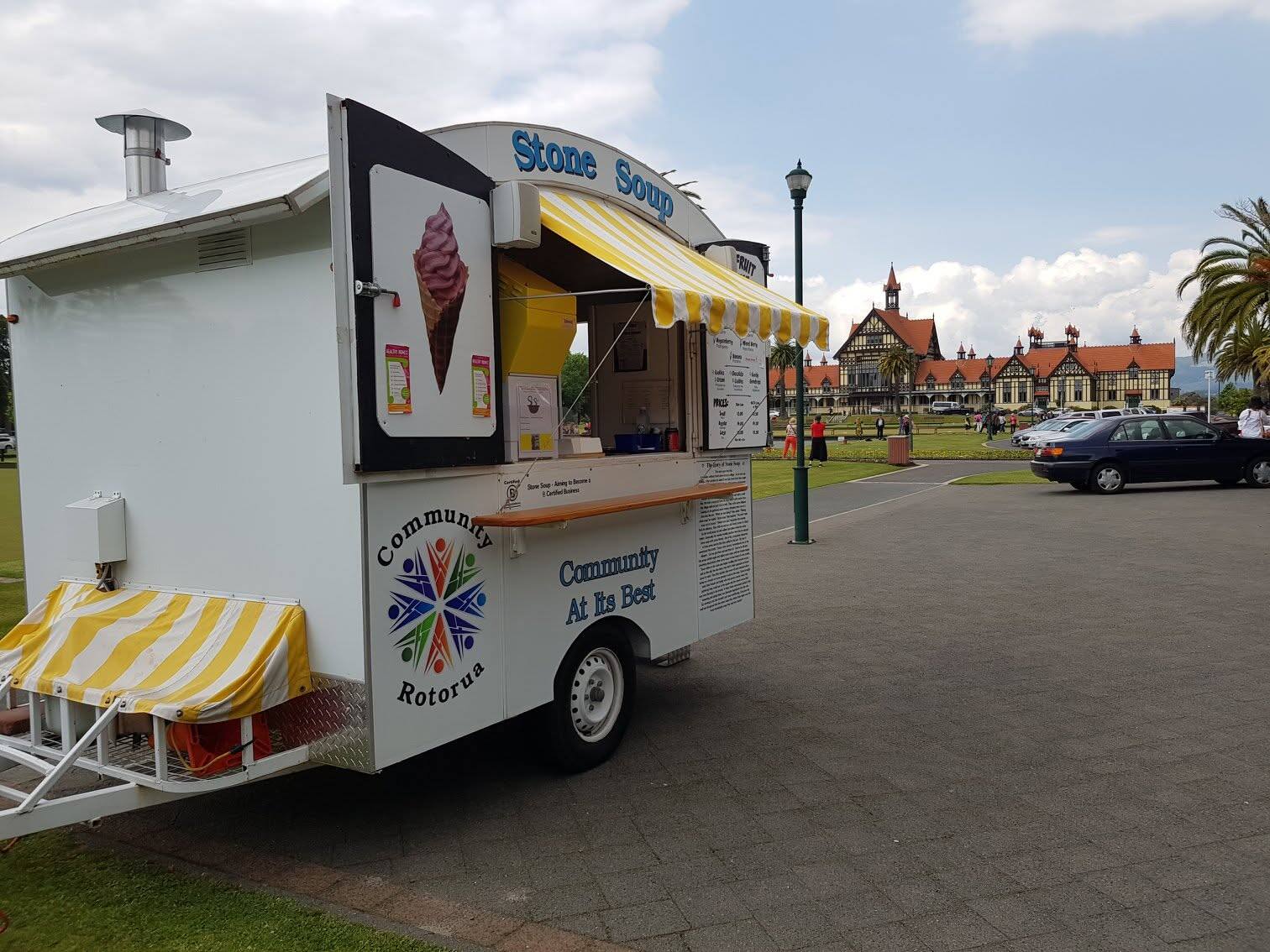 The Stone Soup community ice cream van in Rotorua Government Gardens